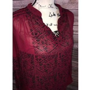 Lucky Brand tribal print long sleeve top